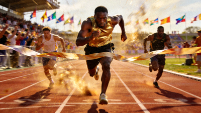 田径比赛百米飞人大战精彩瞬间